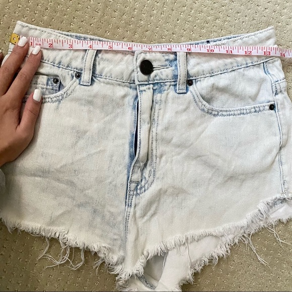 BDG Light Wash Blue Super High Rise Dolphin Cheeky Denim Shorts - Picture 9 of 9